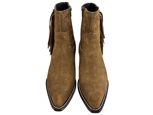BROWN SUEDE FRINGED