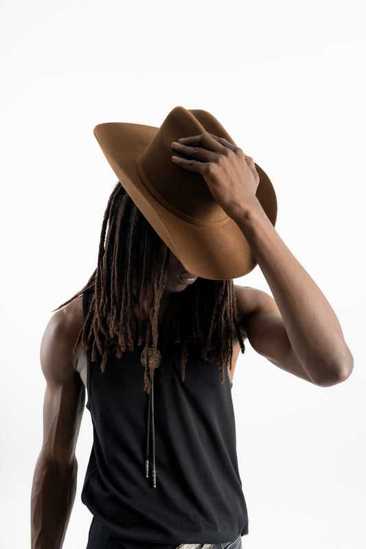 BROWN WESTERN HAT (FEATHER)