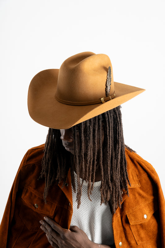 ORANGE WESTERN HAT (FEATHER)
