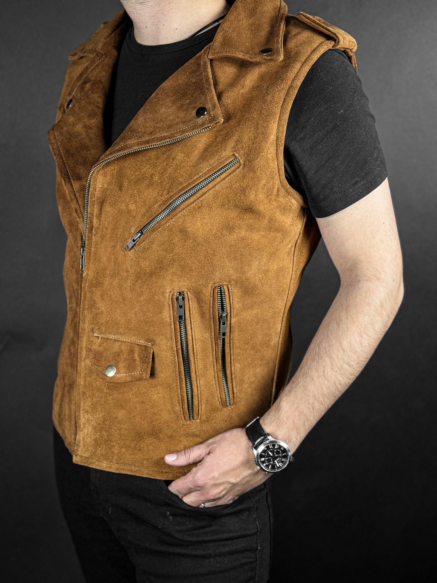 BROWN LEATHER VEST