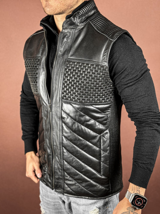 BLACK LEATHER VEST