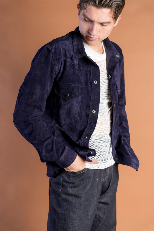 BLUE SUEDE OVERSHIRT
