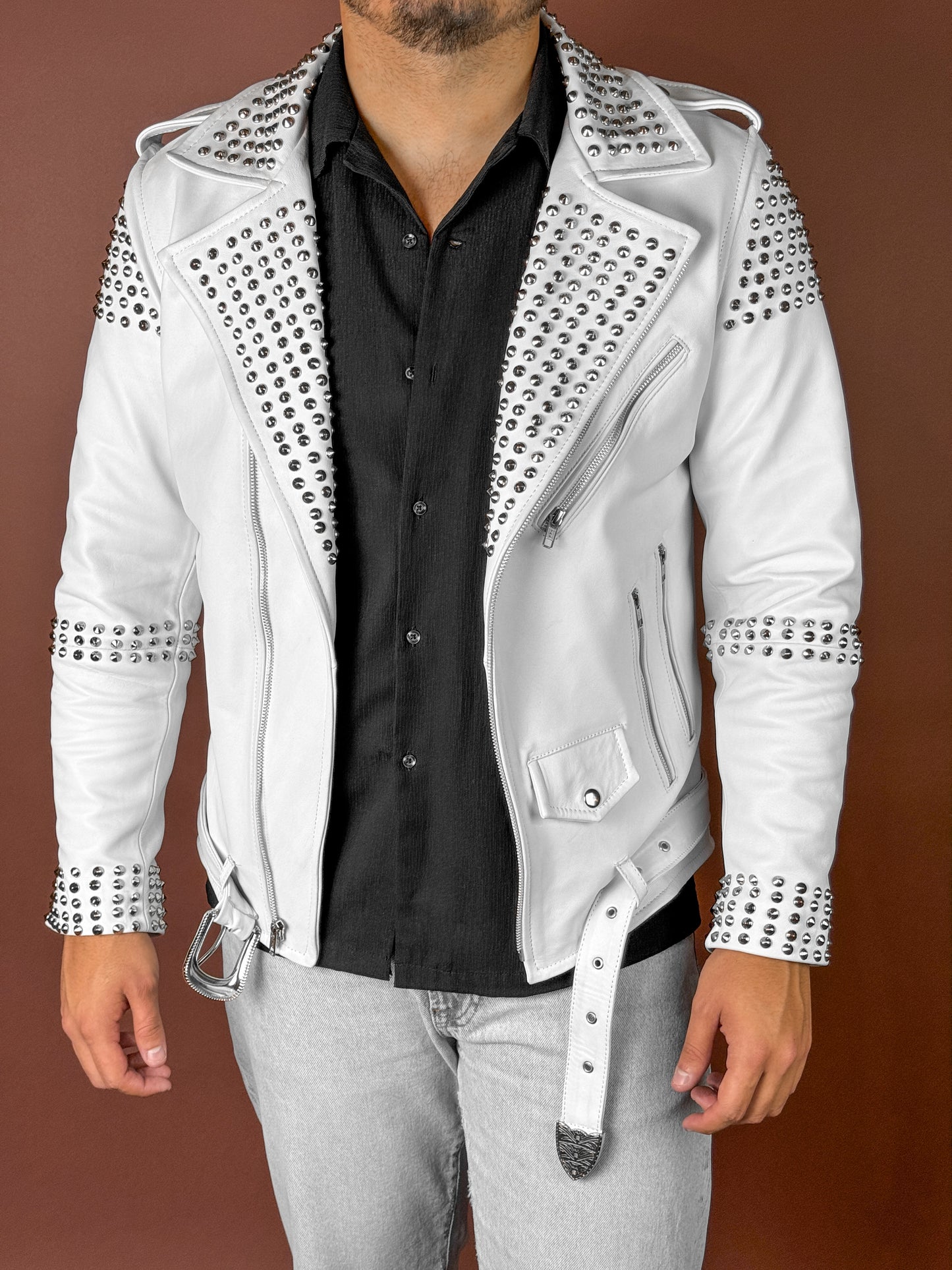 WHITE BIKER SPIKES
