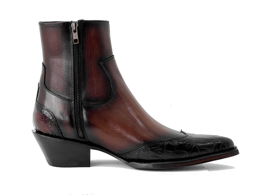 BROWN CROCODILE AUSTIN BOOTS