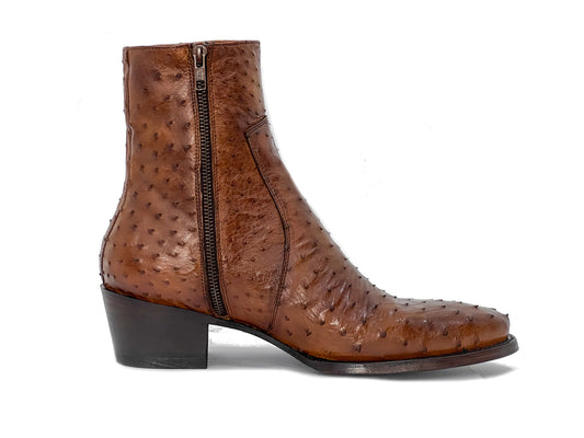 BROWN OSTRICH BOOTS