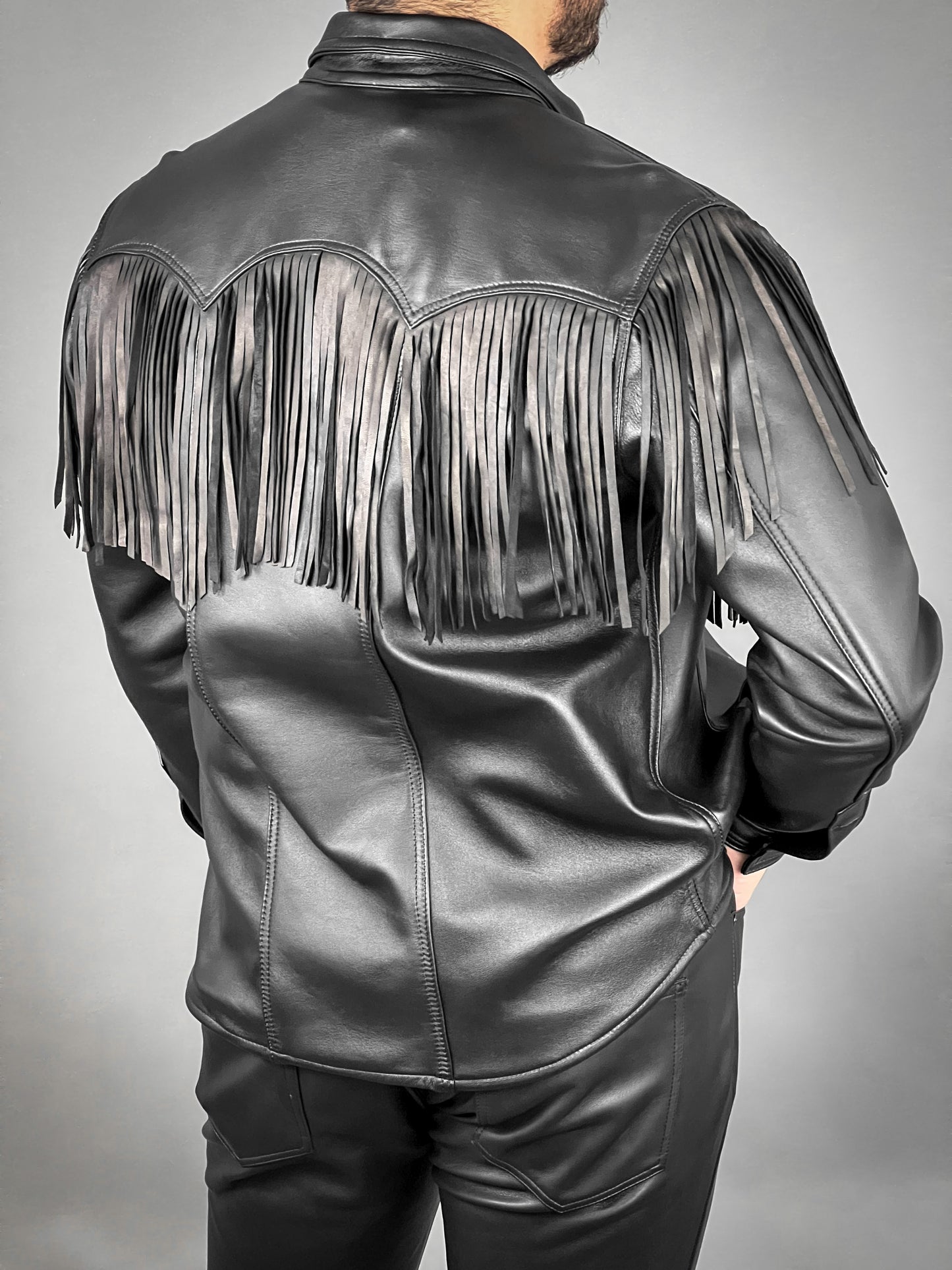 BLACK FRINGED OVERSHIRT