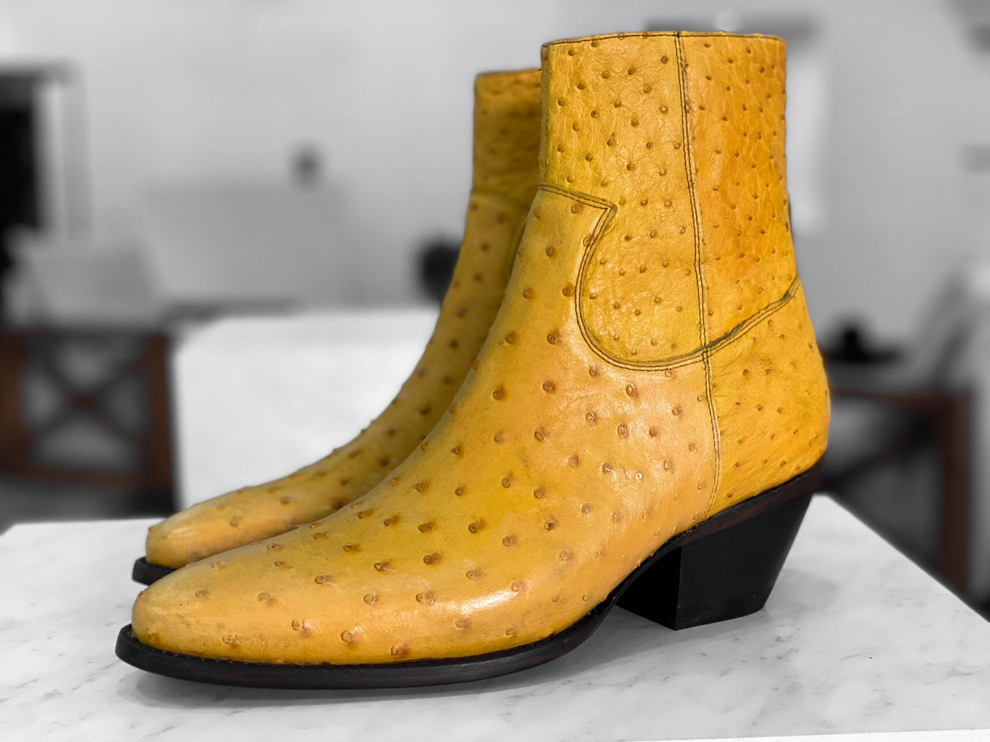 YELLOW OSTRICH BOOTS