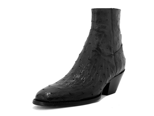 BLACK OSTRICH BOOTS