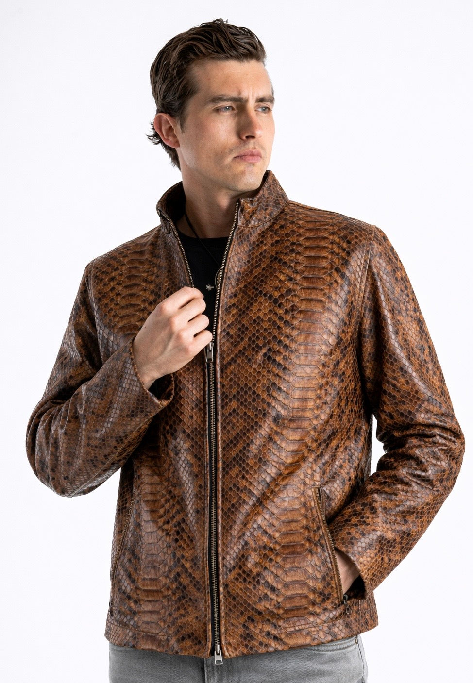 BROWN PYTHON JACKET JUMBO