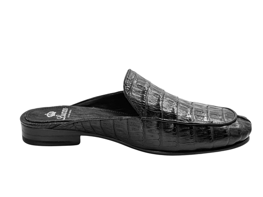 BLACK CROCO MULE