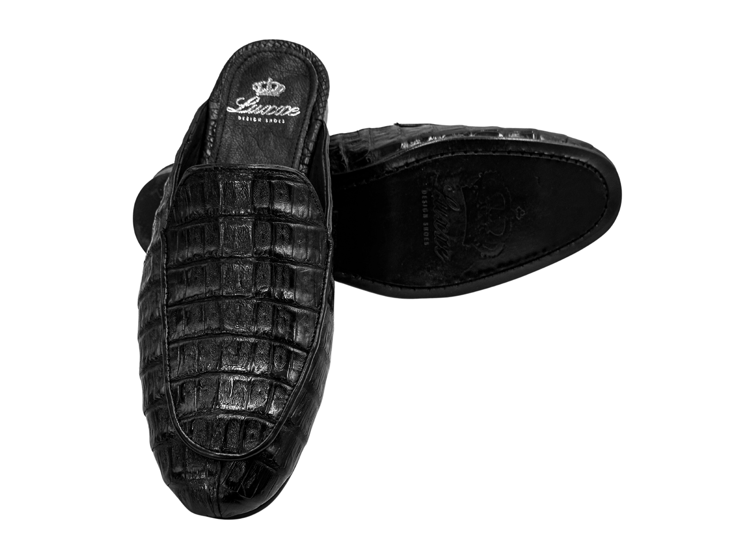 BLACK CROCO MULE