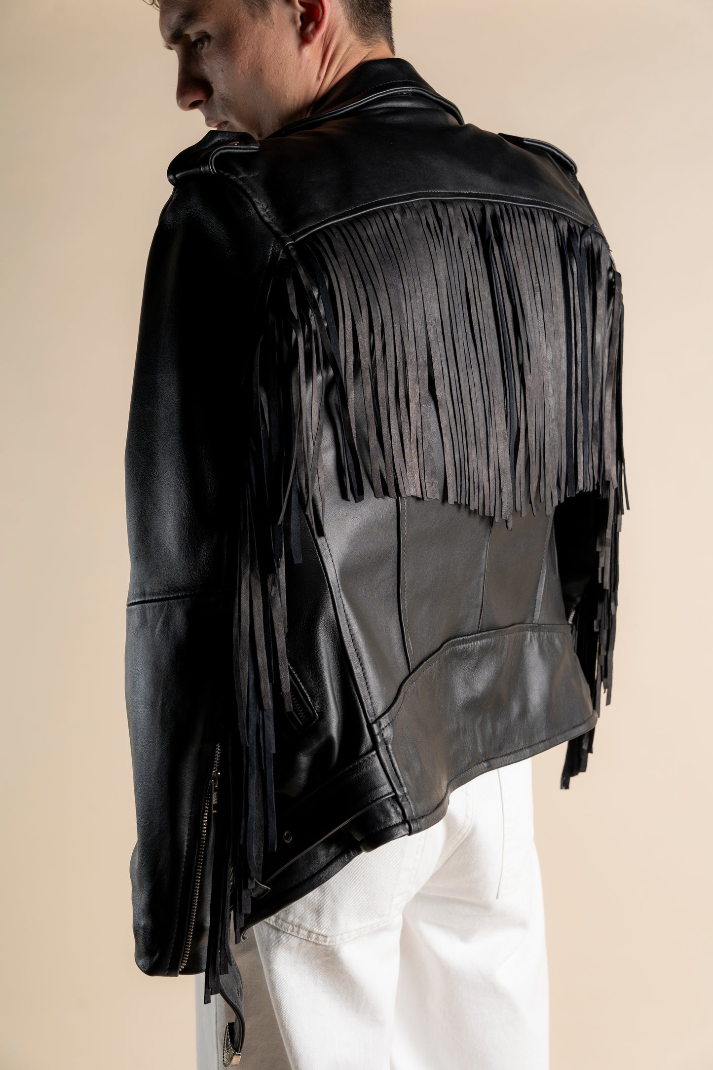 BLACK FRINGED BIKER