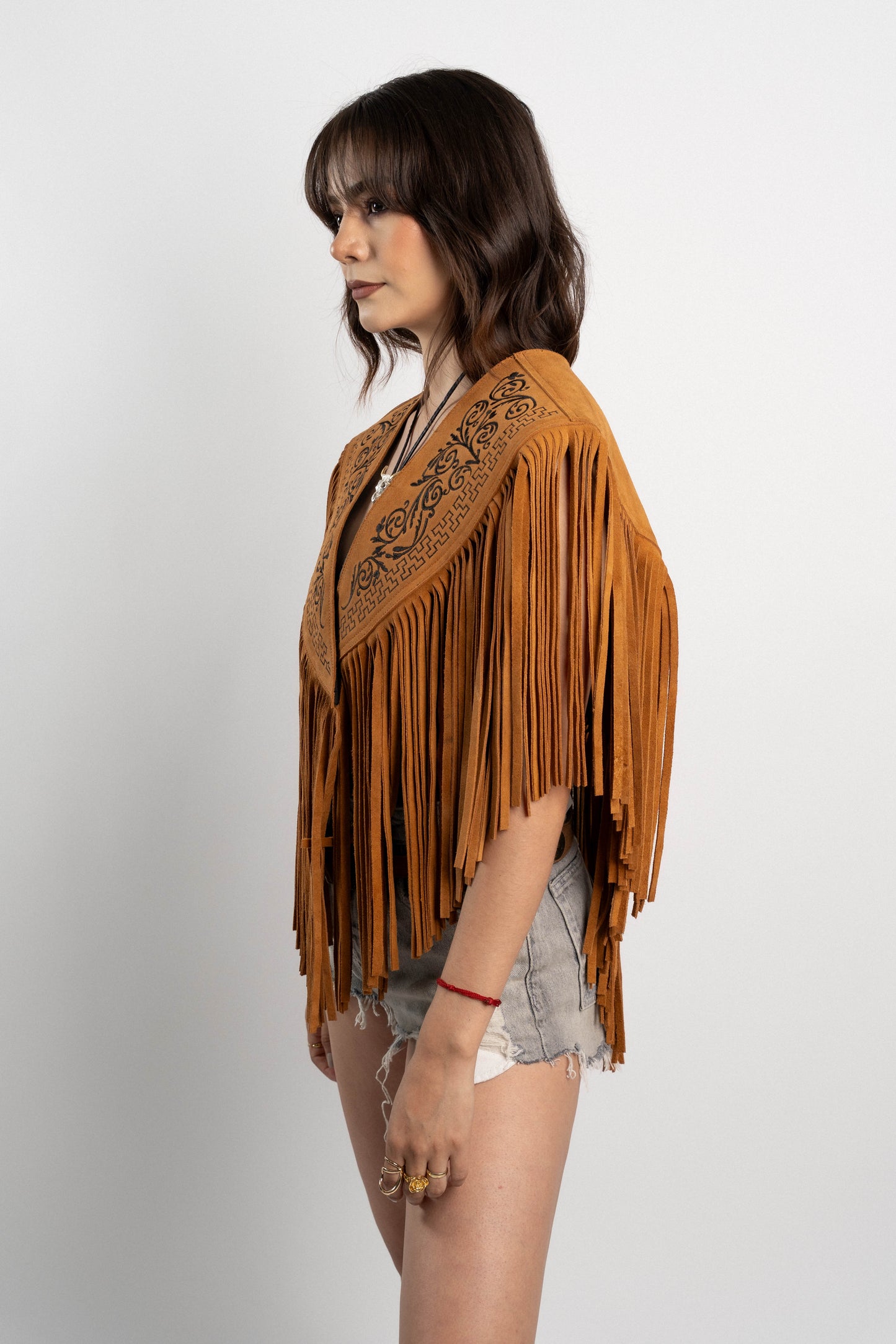 PONCHO ANTE BORDADOS CHESTNUT