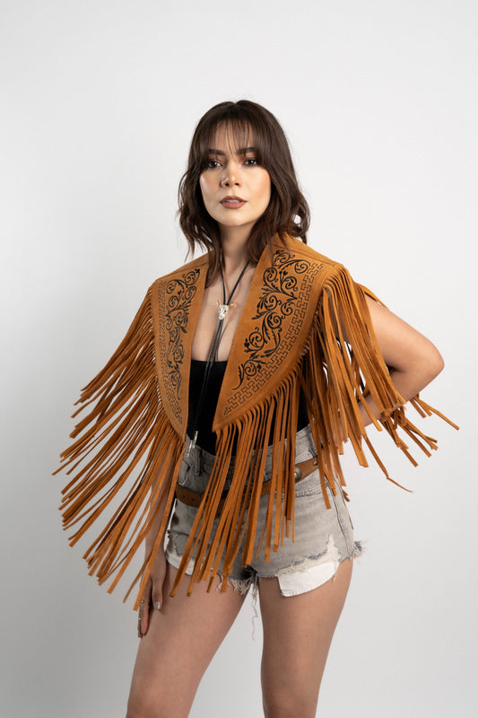 PONCHO ANTE BORDADOS CHESTNUT