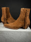 CHESTNUT FRINGED BOOTS