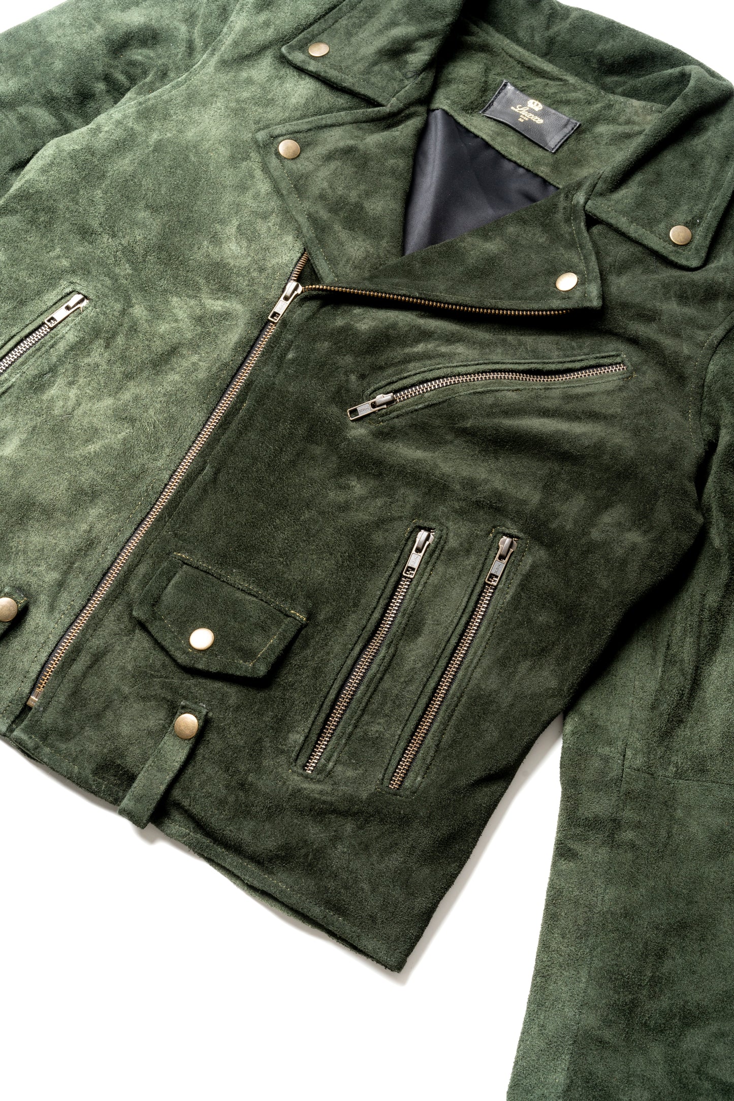 GREEN SUEDE BIKER