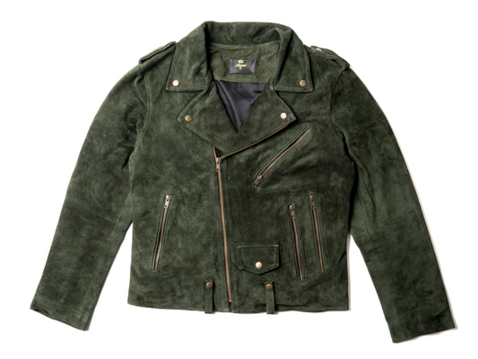 GREEN SUEDE BIKER