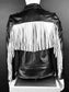 BLACK & WHITE FRINGED BIKER