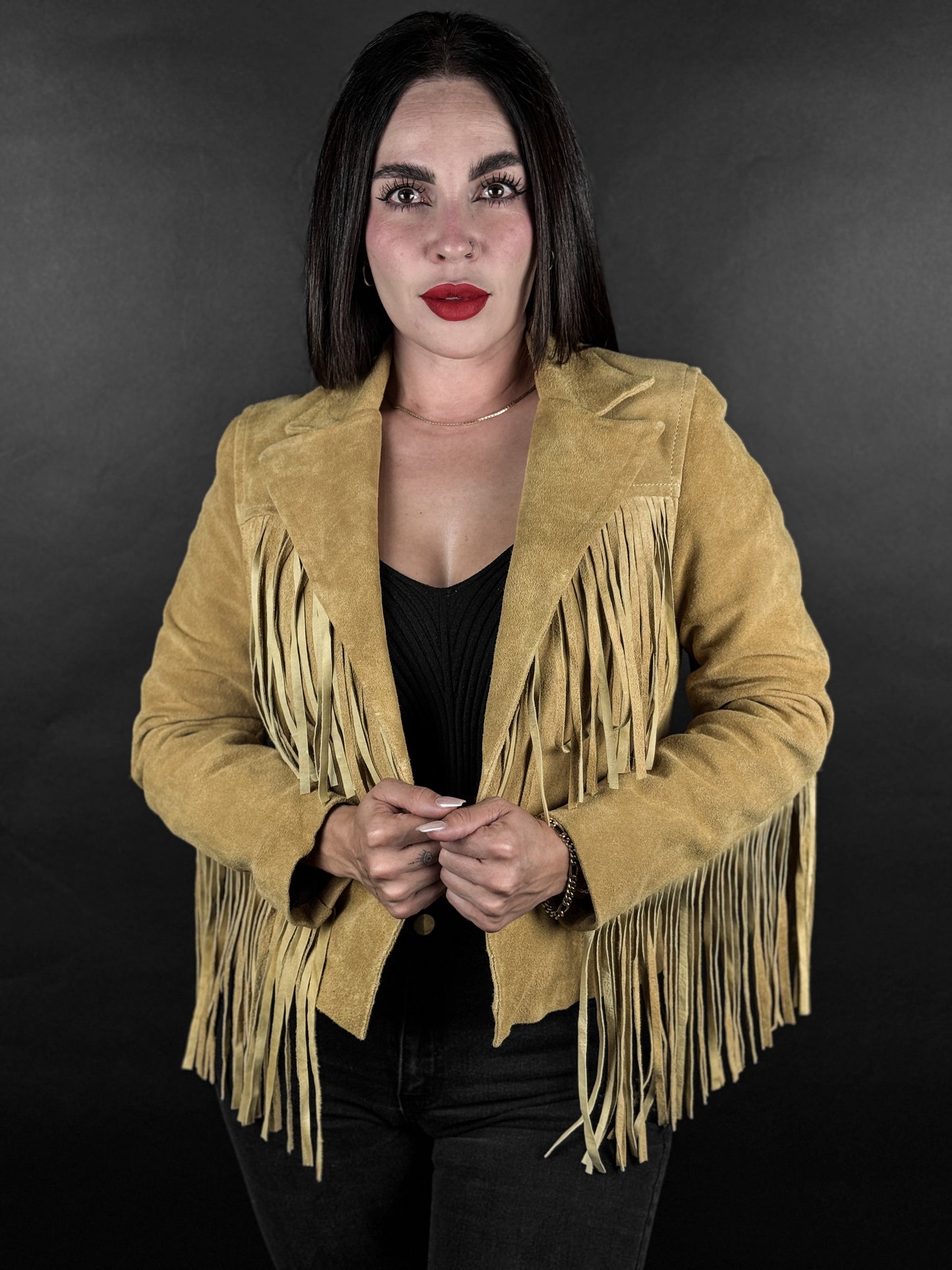 BEIGE FRINGED JACKET