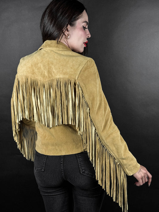 BEIGE FRINGED JACKET