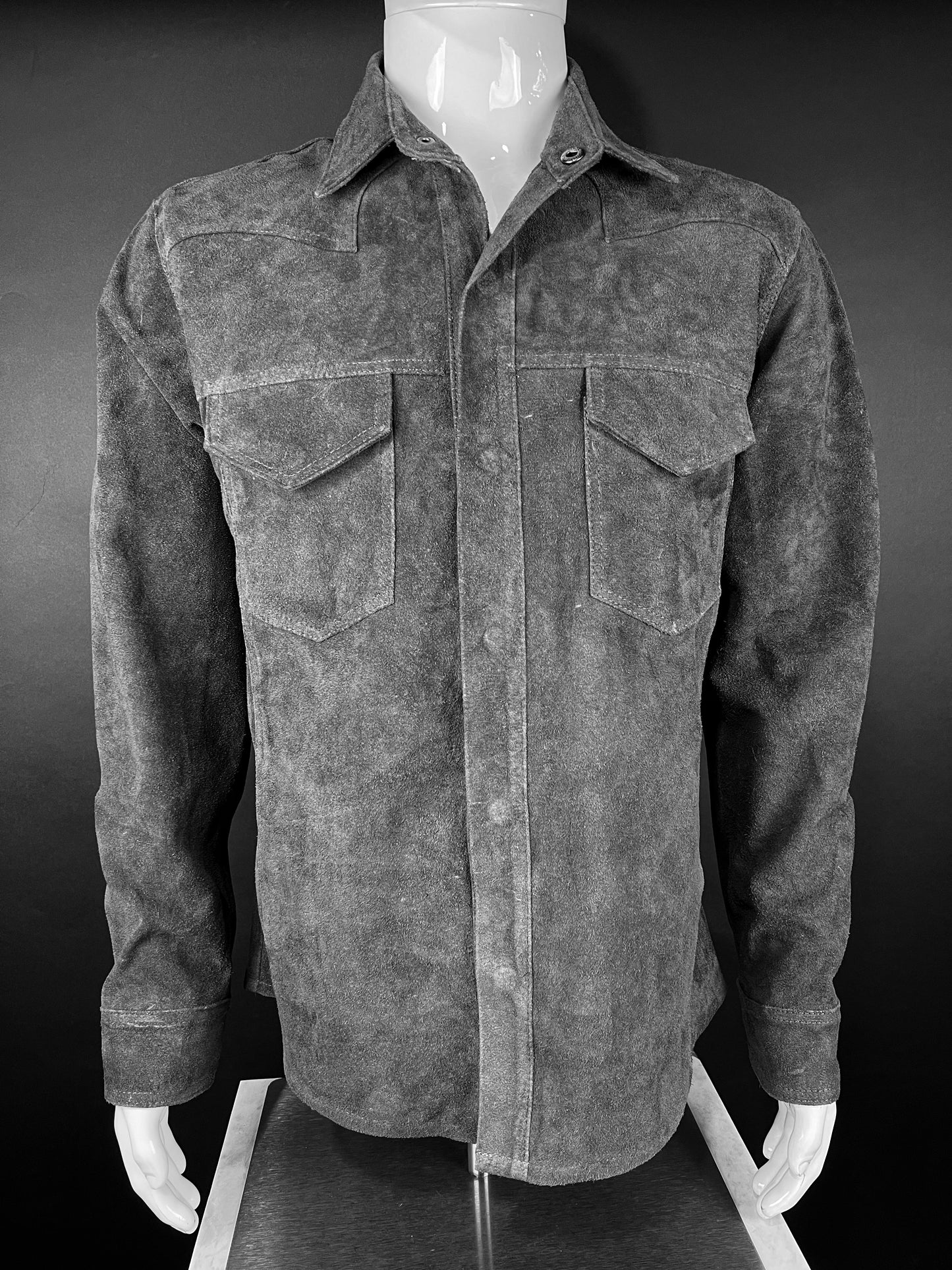 GREY SUEDE OVERSHIRT