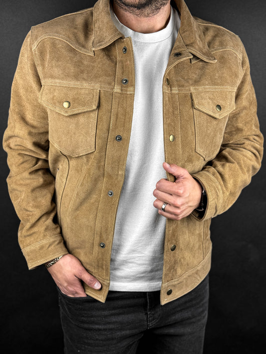BEIGE SUEDE OVERSHIRT