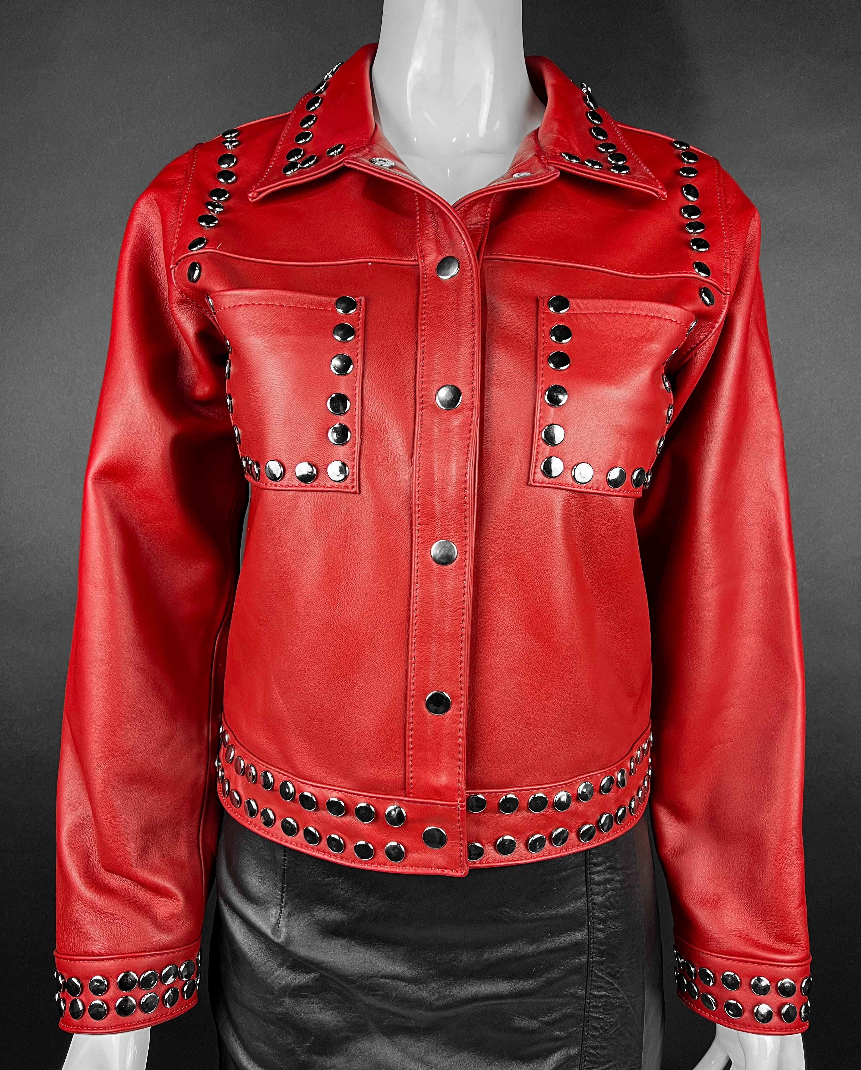 RED STUDDED JACKET – LuxxeMx