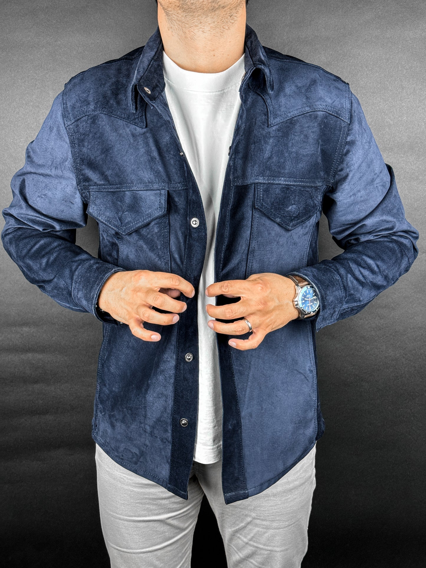 BLUE SUEDE  OVERSHIRT