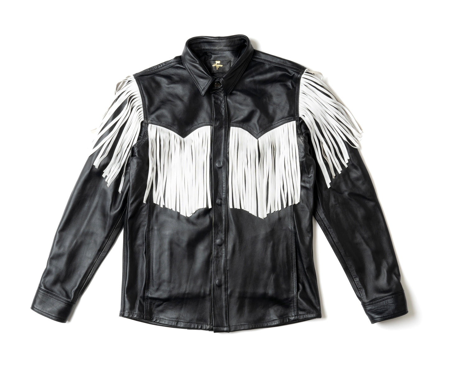 BLACK/WHITE FRINGED OVERSHIRT