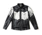 BLACK/WHITE FRINGED OVERSHIRT