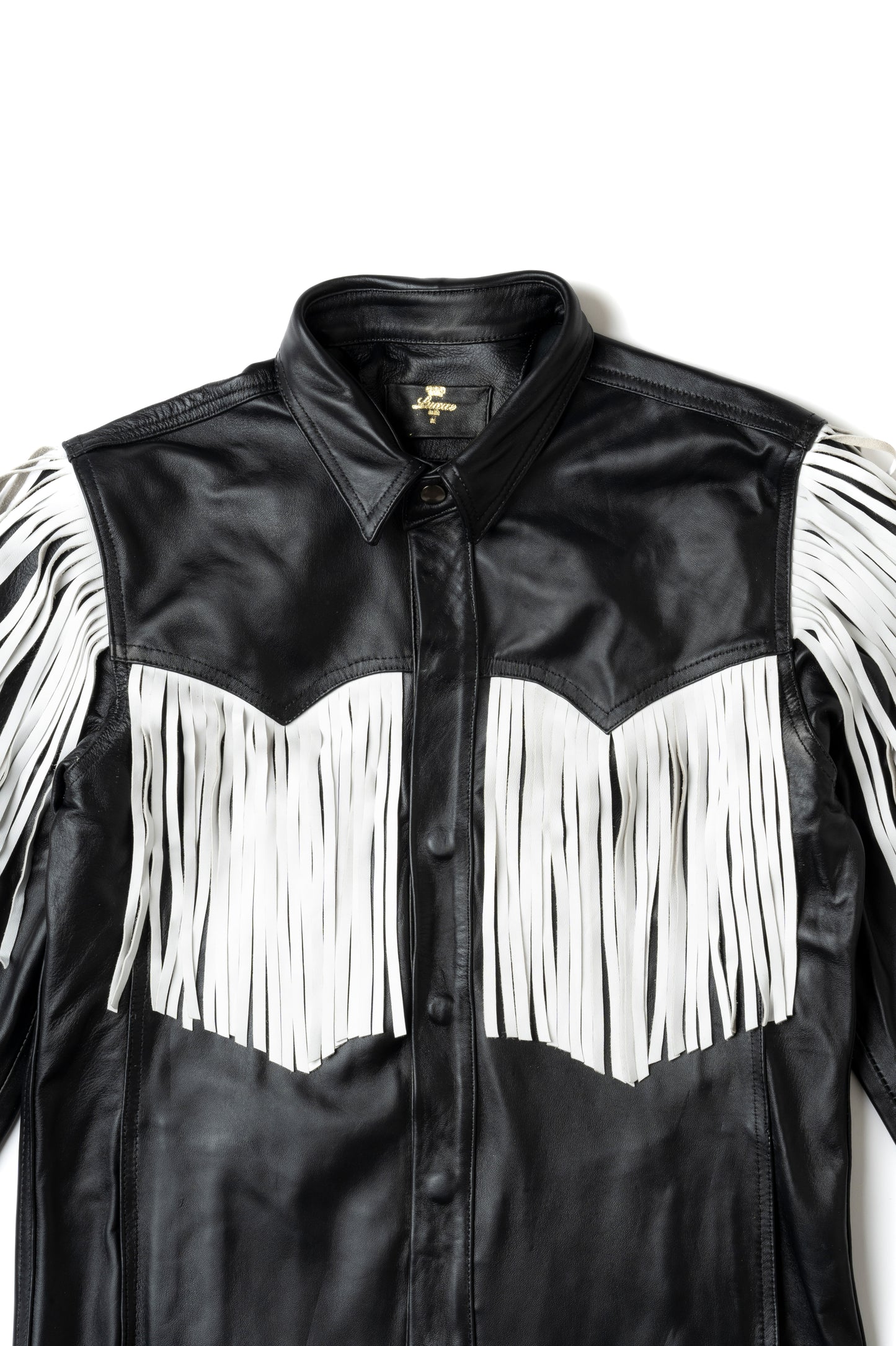 BLACK/WHITE FRINGED OVERSHIRT