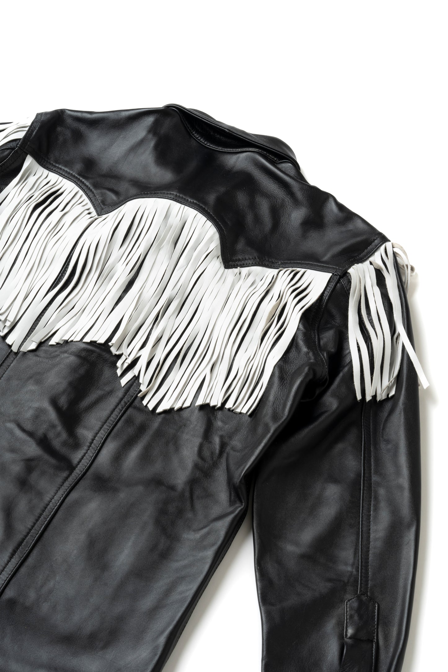 BLACK/WHITE FRINGED OVERSHIRT