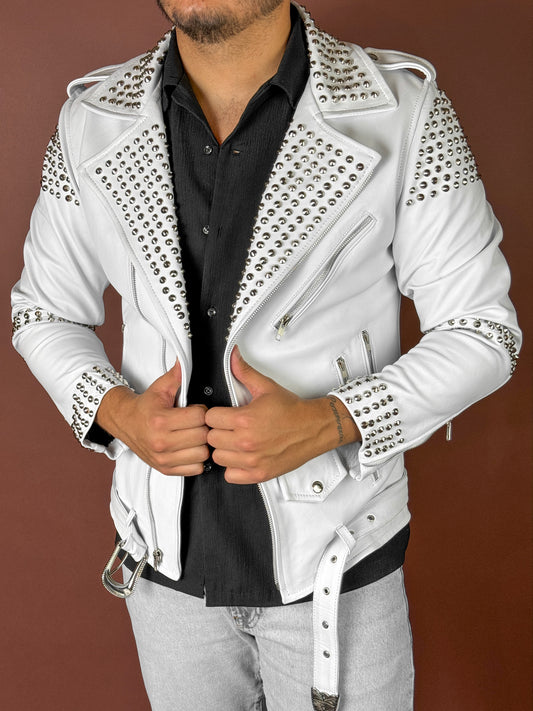 WHITE BIKER SPIKES