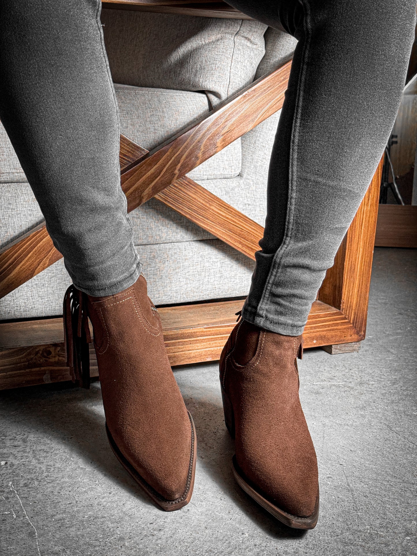 BROWN FRINGED BOOTS