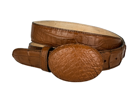 BROWN CROCODILE BELT