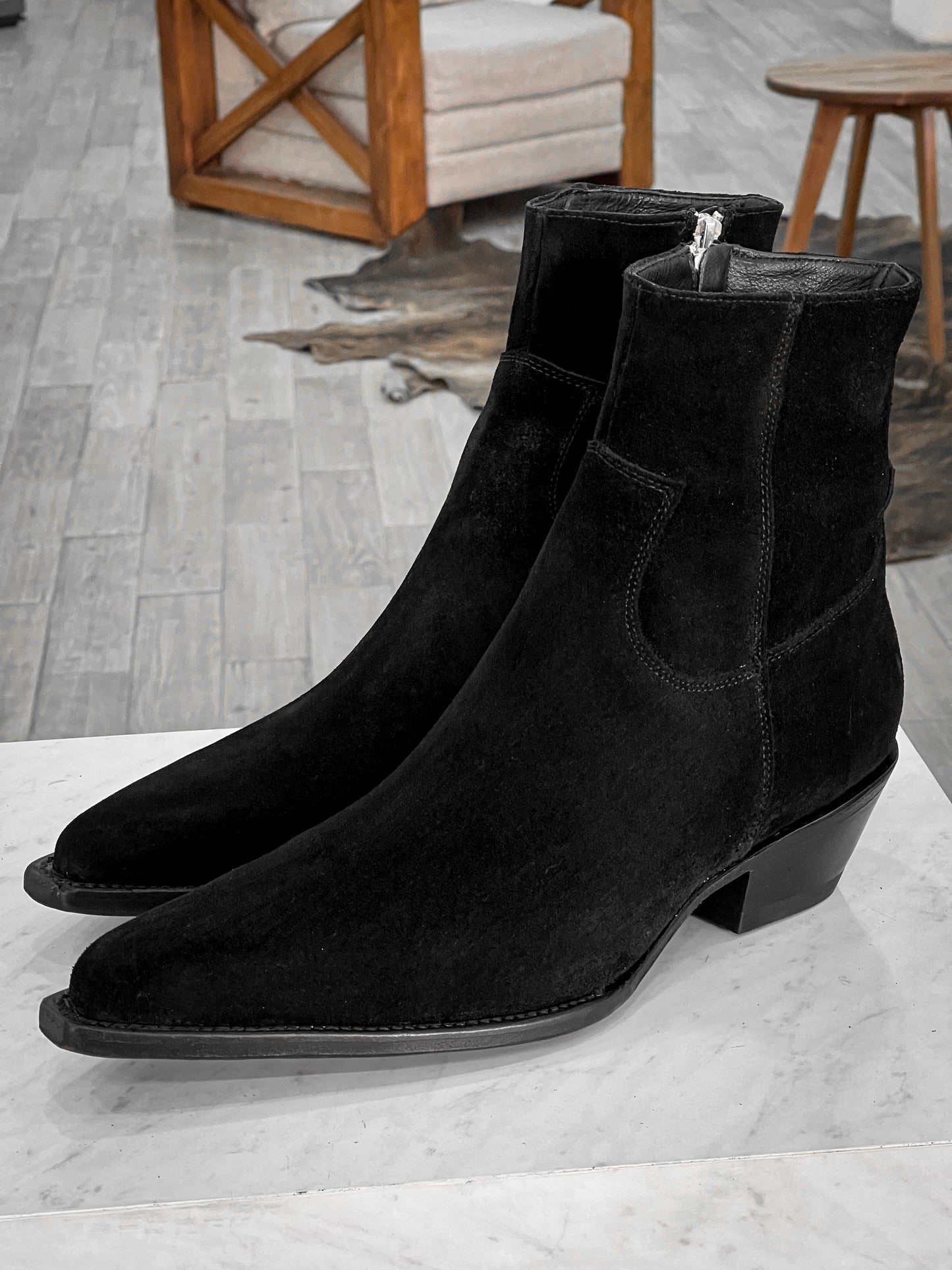 BLACK SUEDE MUNICH BOOTS