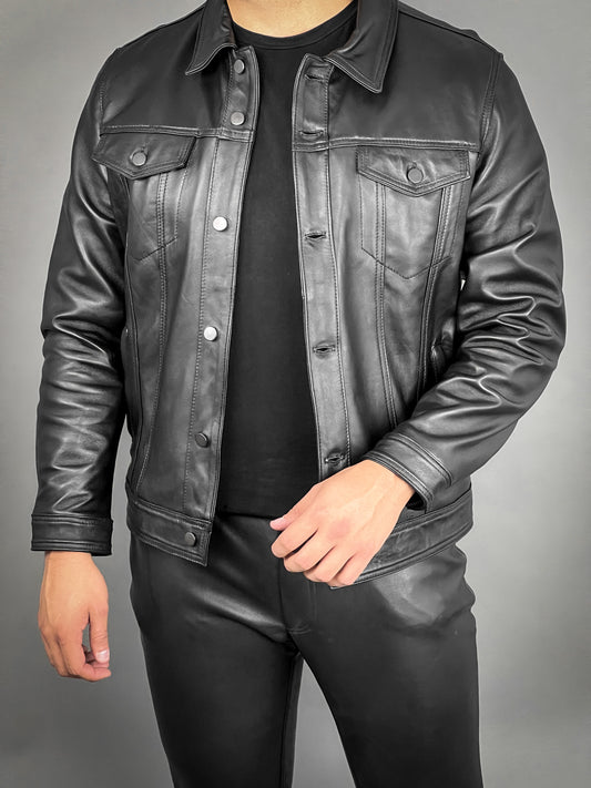 BLACK TRUCKER JACKET