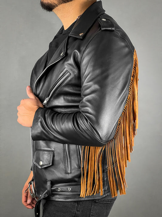 BROWN FRINGED  BIKER