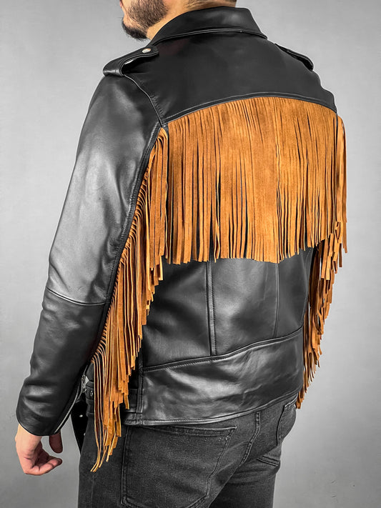 BROWN FRINGED BIKER